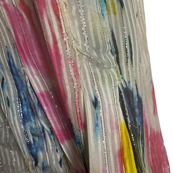 Hemant & Nandita Jorah Multicolor Tie Dye Print V-Neck Puff Sleeve Midi Dress XS - Picture 12 of 16